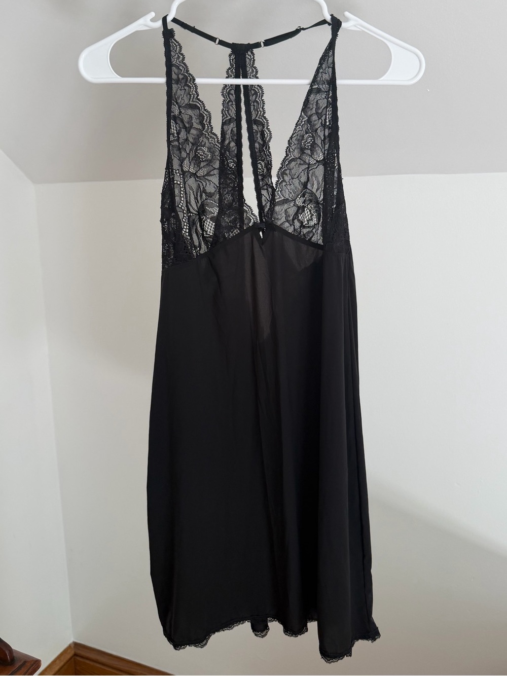 Victoria's Secret Black Lace-Trim Lingerie Dress